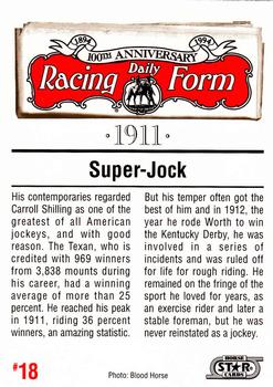 1993 Horse Star Daily Racing Form 100th Anniversary #18 Carroll Shilling Back